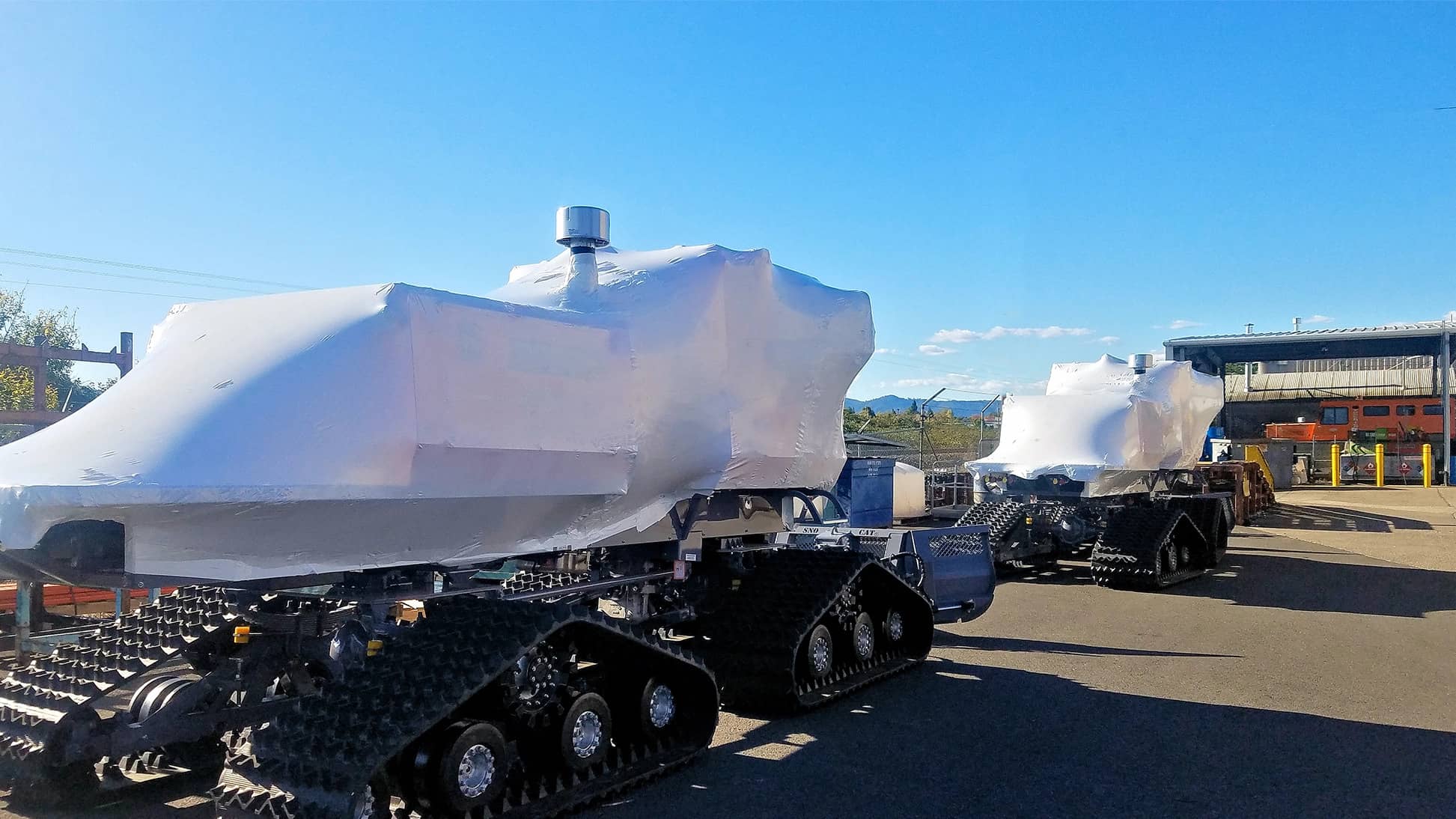 Equipment shrink wrapped for transport and storage